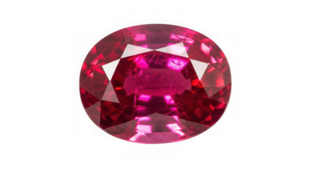 Oval shaped ruby gemstone isolated on transparent background