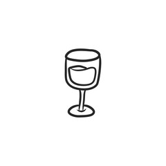Hand Drawn Doodle Wine Glass Outline Illustration