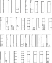 2D interior drawing with built-in furniture section for architectural and interior design plans