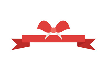 Celebratory red bow and ribbon banner for Christmas or Valentines Day