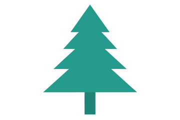 Simple teal geometric pine tree illustration with four layers and trunk