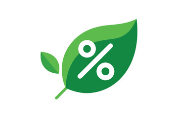 EcoFriendly Discount Promotion Graphic with Green Leaf and Percentage Symbol