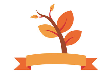 Stylized autumn plant with a banner providing space for custom text