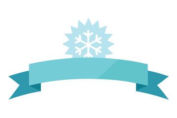 Winter themed banner with snowflake emblem and light blue color scheme