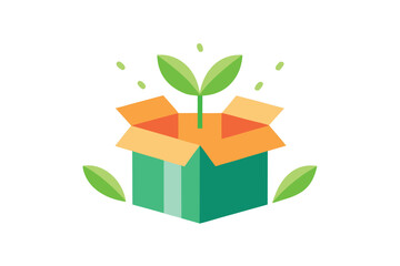 Growing Future Plant in a Box A Simple Flat Vector Design