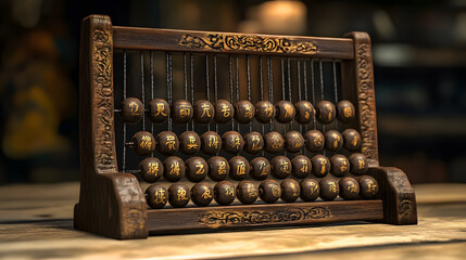 A traditional Chinese wooden abacus.