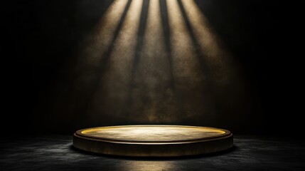 Empty round stage podium with spotlight, product display
