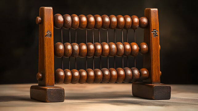 A traditional Chinese wooden abacus.