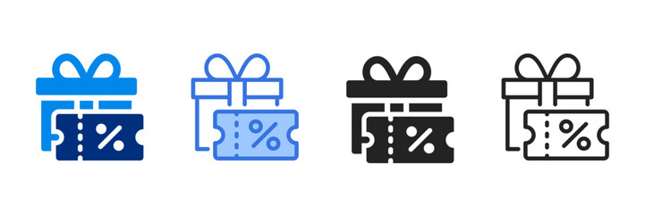 Voucher Icon Set Multiple Style Vector Illustration 