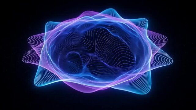 Abstract digital wave form animation, futuristic background, energy flow.