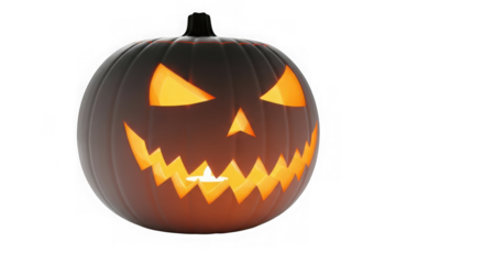 Spooky jackolantern with glowing eyes isolated on transparent background