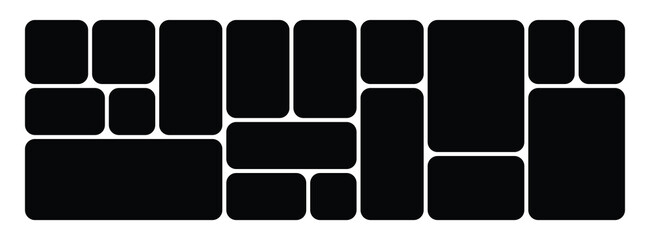 Vector collage for photos with picture frame in bento grid system