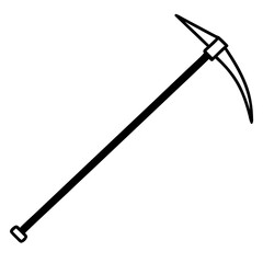 Illustration of a black and white pickaxe on transparent background