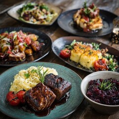Delicious gourmet meal served on elegant plates.