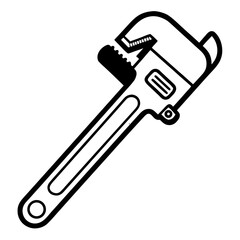 Illustration of an adjustable pipe wrench tool on transparent background
