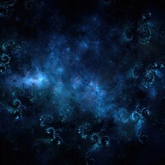 Cosmic galaxy with blue swirling patterns.