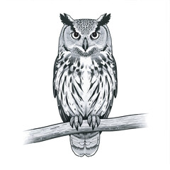 Naklejka premium owl perched on a branch in the wild