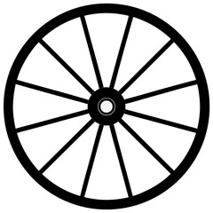 Illustration of a black wagon wheel design on transparent background © Swapon