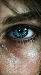Close-up of a captivating blue-green eye.