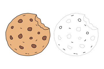 Cookies trace and coloring pages for kids printable