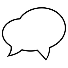 Illustration of a white speech bubble with a black outline on a white background