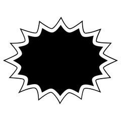 Illustration of a black jagged oval shape with a white outline design