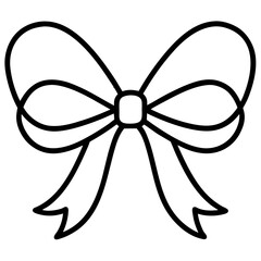 Illustration of a decorative bow with ribbons in a simple outline style