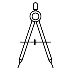 Illustration of a compass drawing tool with a line intersecting the legs