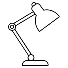 Illustration of a desk lamp with adjustable arm and lamp shade outline