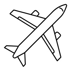 Outline illustration of a passenger airplane with wings and tail fins