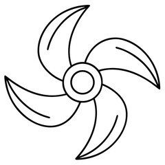 Outline drawing of a propeller with four blades and a circular center