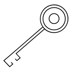 Illustration of a simple key with a round head and two notches on the blade
