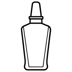 Illustration of a bottle with a long neck and a cap in black and white