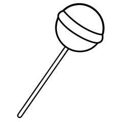 Illustration of a round lollipop with a stick in black and white outline