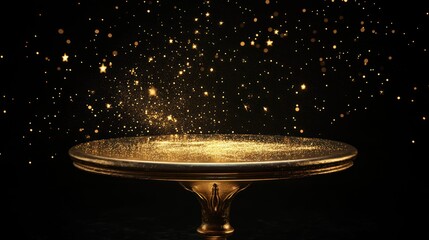 Golden particles raining on a decorative plate