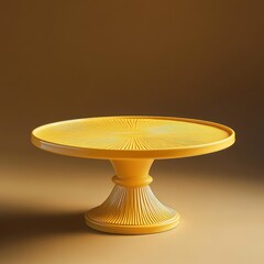Empty yellow cake stand on neutral background