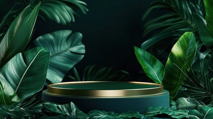 Dark green foliage podium, nature display, product showcase
