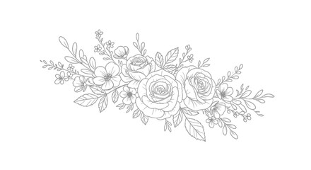 Obraz premium Elegant Floral Line Art Illustration