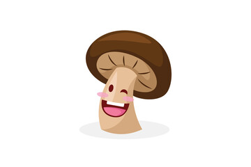 Cartoon Mushroom Character with Happy Expression on Transparent Background