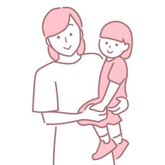 娘を抱っこする母親