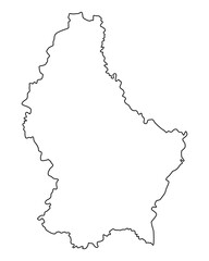 Vector map of Luxembourg, a country in Western Europe. Detailed black contour, isolated on white background.