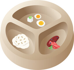 Nordic style dog bowl with healthy homemade meal illustration