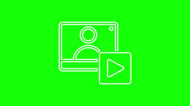 A streaming display is on a green screen.
