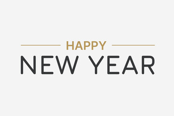 Minimalist Black and Gold Happy New Year Poster