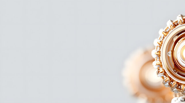 intricate golden gears against a blurred background, representing innovation and mechanics