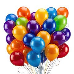 Group of colorful balloons with shiny surface on dark background