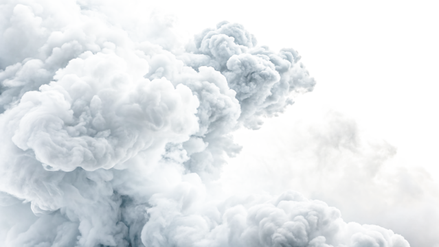 Explosion of colorful smoke and dust particles creating abstract fluid art textures in motion isolated on transparent background