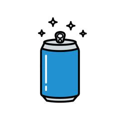 Sparkling Blue Soda Can Refreshing Beverage Illustration.