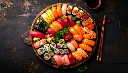 Colorful sushi platter