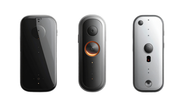 Digital smart home door lock isolated on transparent background - Powered by Adobe